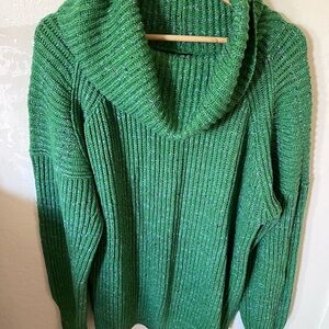 Free People Green Cowl Neck Sweater